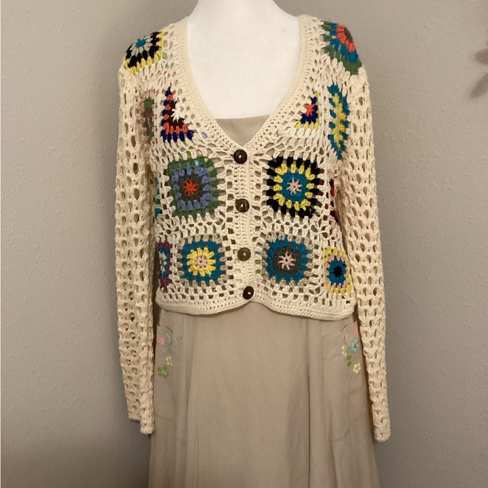 Granny squares cardigan NWOT